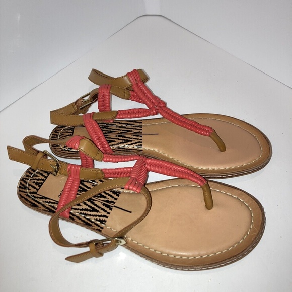 Women’s Dolce Vida Leather Double ANKLE Strap Sandal Size 6 1/2 M Pink Gladiator - Picture 5 of 7